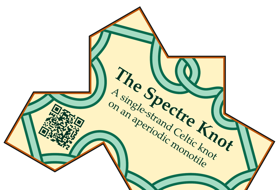 The front of the cut-out tile: the knot, with the title